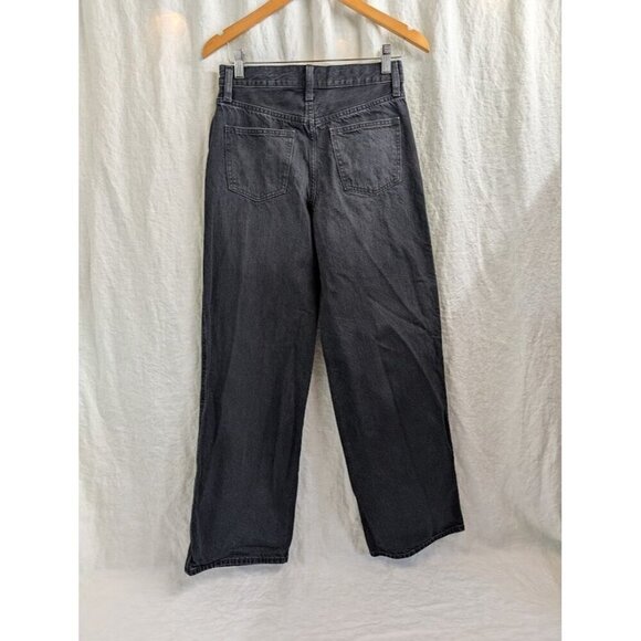 Uniqlo Jeans women size 24" x 31" straight leg baggy black denim 100% cotton B7 - Picture 4 of 11